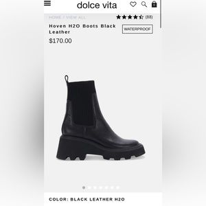 Hoven H2O Boots Black Leather (lightly worn)